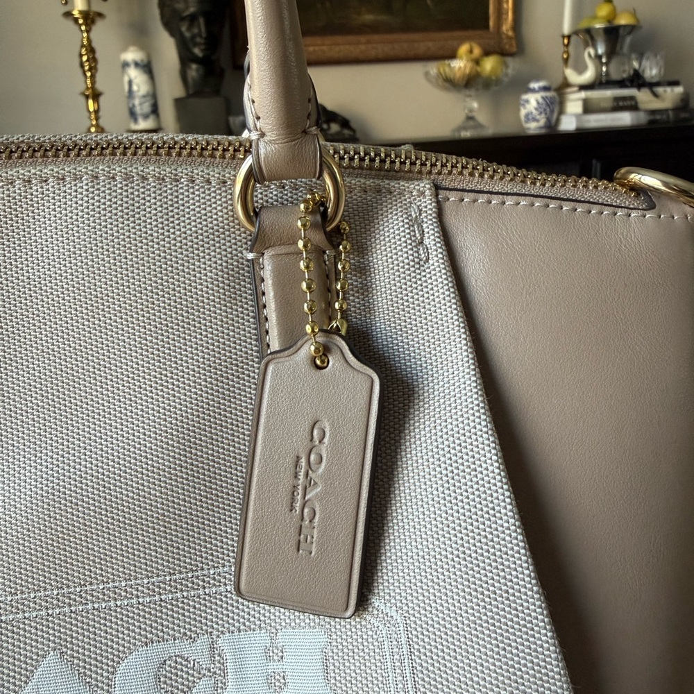Coach Beige Leather and Canvas Satchel - Picture 3 of 8